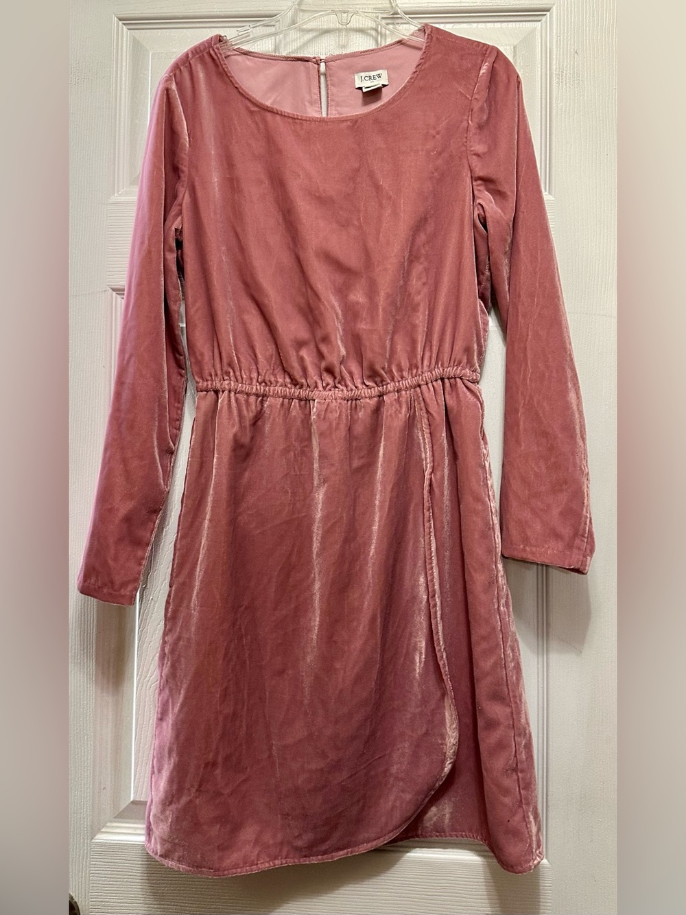 J. Crew Girls' Dusty Rose Velvet Long-Sleeve Dress
